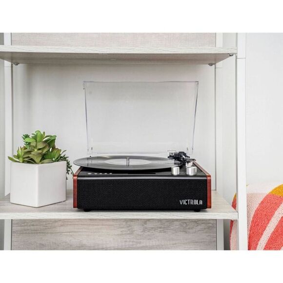 Open Box - Victrola - Brighton Record Player Turntab Black/Brown - Picture 8 of 10